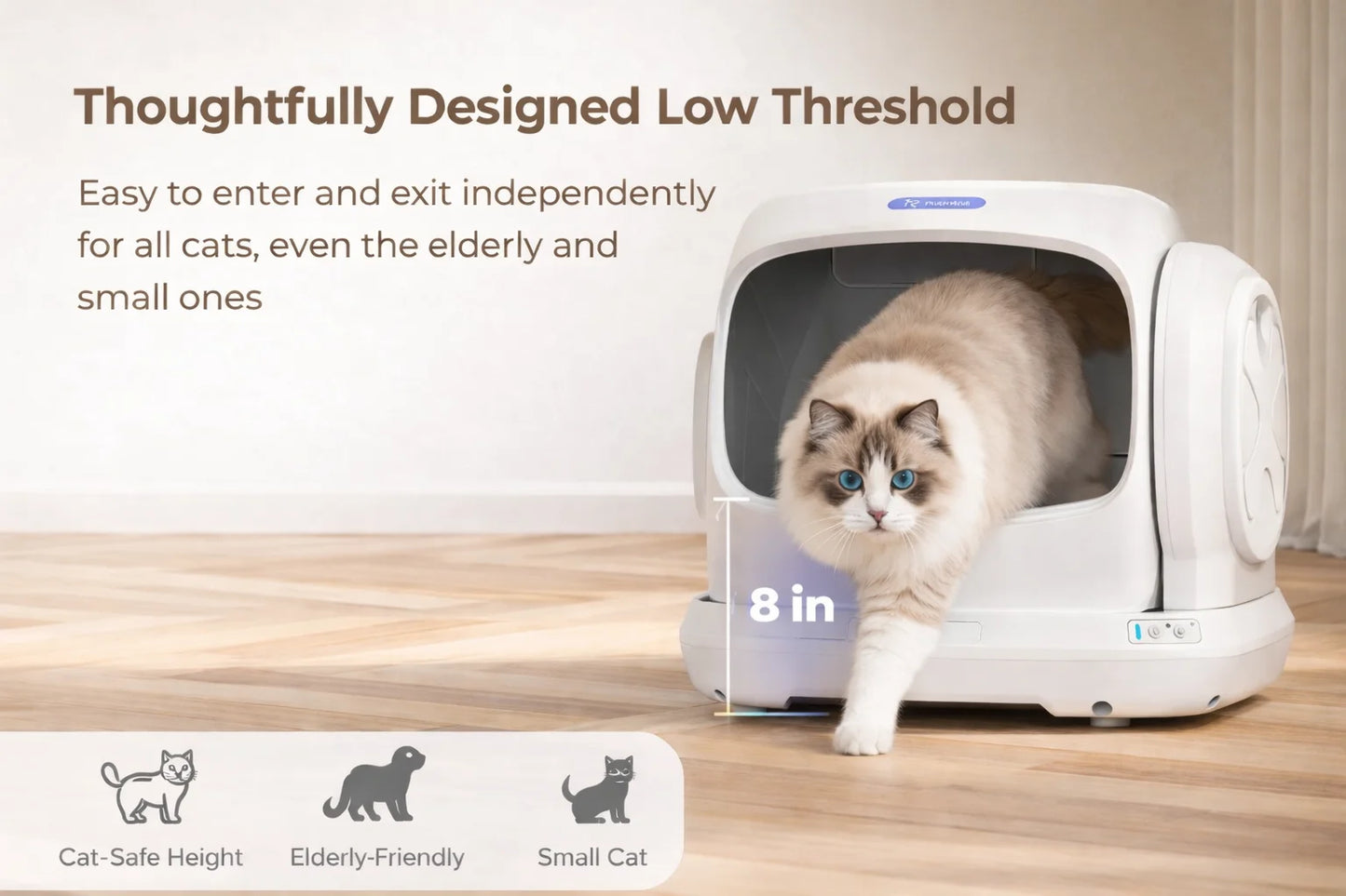 Robotail XXXL Self-Cleaning Cat Litter Box 106LExtra-Large Automatic Litter Box for Multiple Cats Safety Sensors AntiPinch Desig