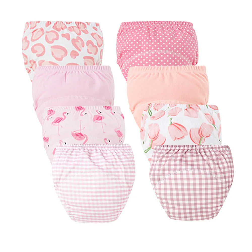 8pcs Baby Training Pants Diaper Cloth Nappies Reusable Washable Underwear for Boys & Girls Toddler Shorts Infant