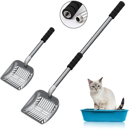 Metal Long Handle Kitty Litter Coop Scooper, Heavy Duty Cats Pooper Litter Box Pet Poop Shovel, Chicken Poop Scooper 32inch