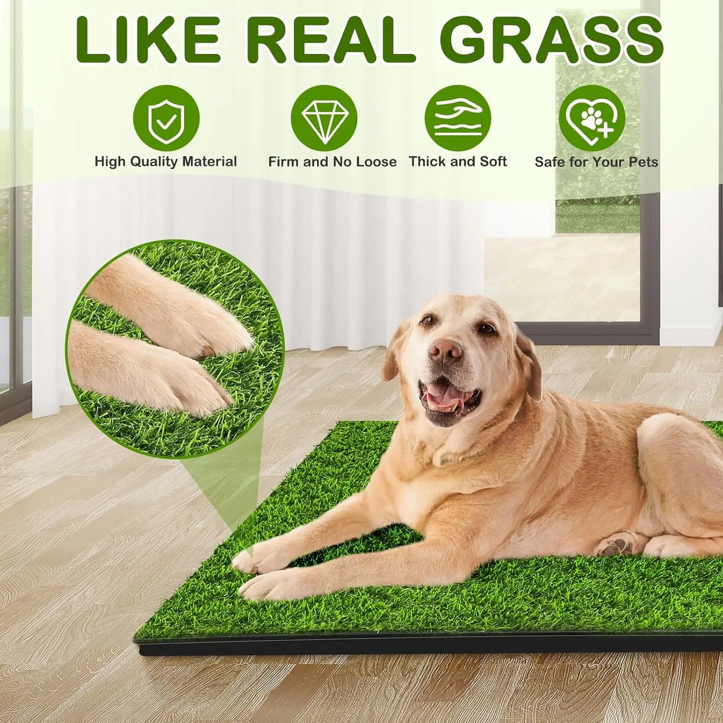 Artificial Grass Dog Potty with Tray 34x23in Large Reusable Pee Pad for Indoor Outdoor Training