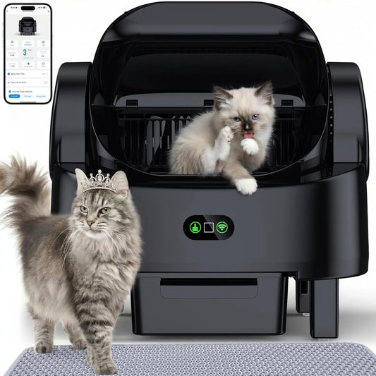 Automatic Cat Litter Box, Electric Large Open-Top Self Cleaning Litter Box for Multiple Cats, Smart APP Control, Customized