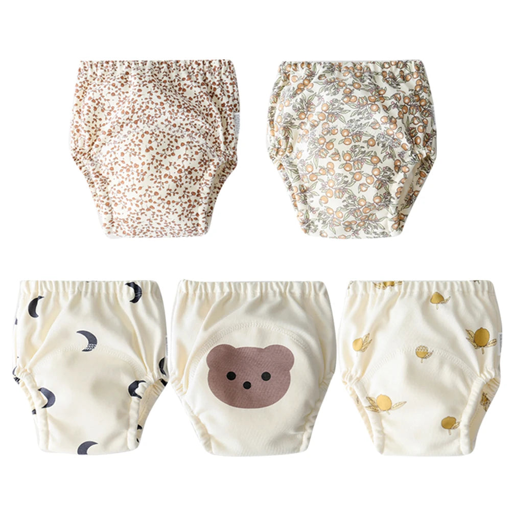 8/5pcs Baby Cotton Training Pants Panties Waterproof Cloth Diapers Reusable Toolder Nappies Diaper Baby Changing Nappy Underwear