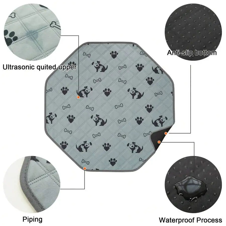 Washable Octagon Dog Pee Pads, Reusable Cat Sleep Game Mat, Fits 29" Octagon Fence, Dog Play Pen Pad, Absorbent & Leakproof Pet