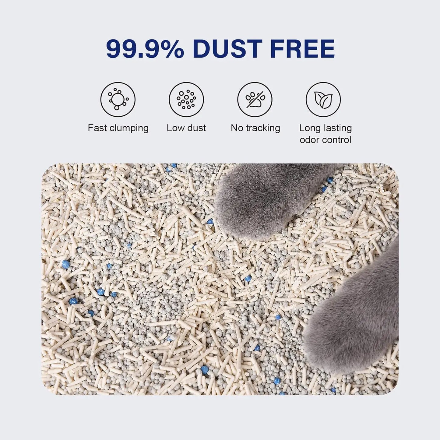 Petrichor Mix Cat Litter, Tofu and Bentonite Clumping Litter with Jasmine Scent, Low Dust, 6 Lbs