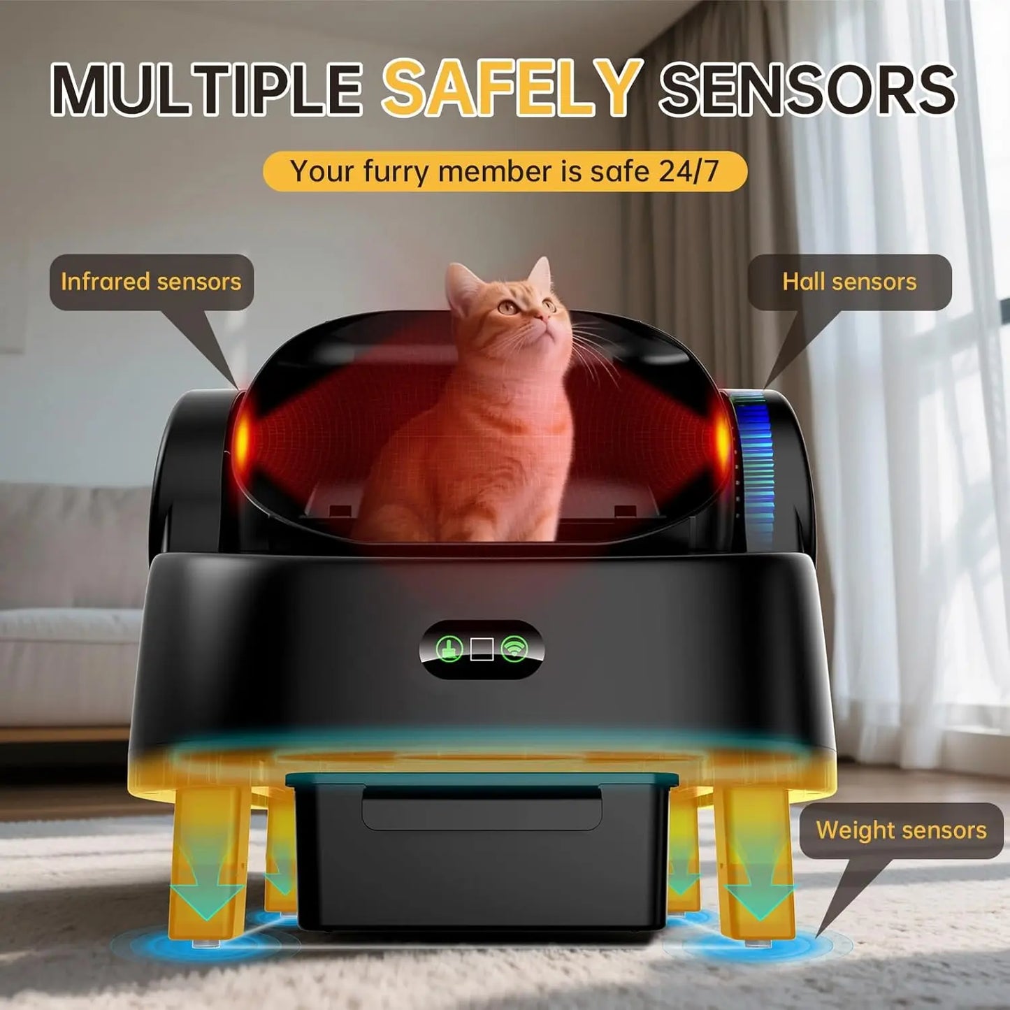 Automatic Cat Litter Box, Electric Large Open-Top Self Cleaning Litter Box for Multiple Cats, Smart APP Control, Customized