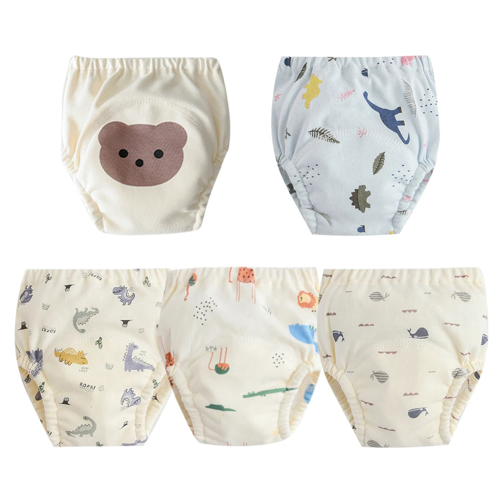 8/5pcs Baby Cotton Training Pants Panties Waterproof Cloth Diapers Reusable Toolder Nappies Diaper Baby Changing Nappy Underwear