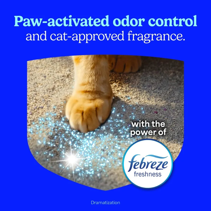 Heavy Duty Odor Block Multi Cat Clumping Litter, Febreze Freshness, 38 lb Total, Easy Pour Pouches 4 Pack