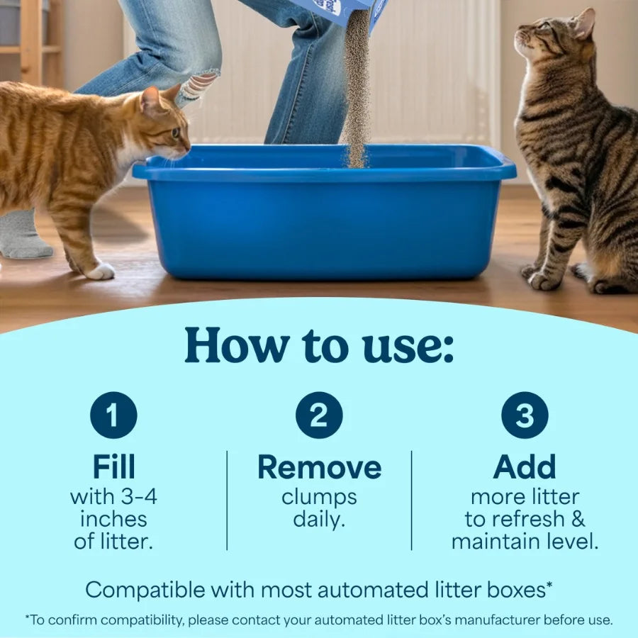 Heavy Duty Odor Block Multi Cat Clumping Litter, Febreze Freshness, 38 lb Total, Easy Pour Pouches 4 Pack