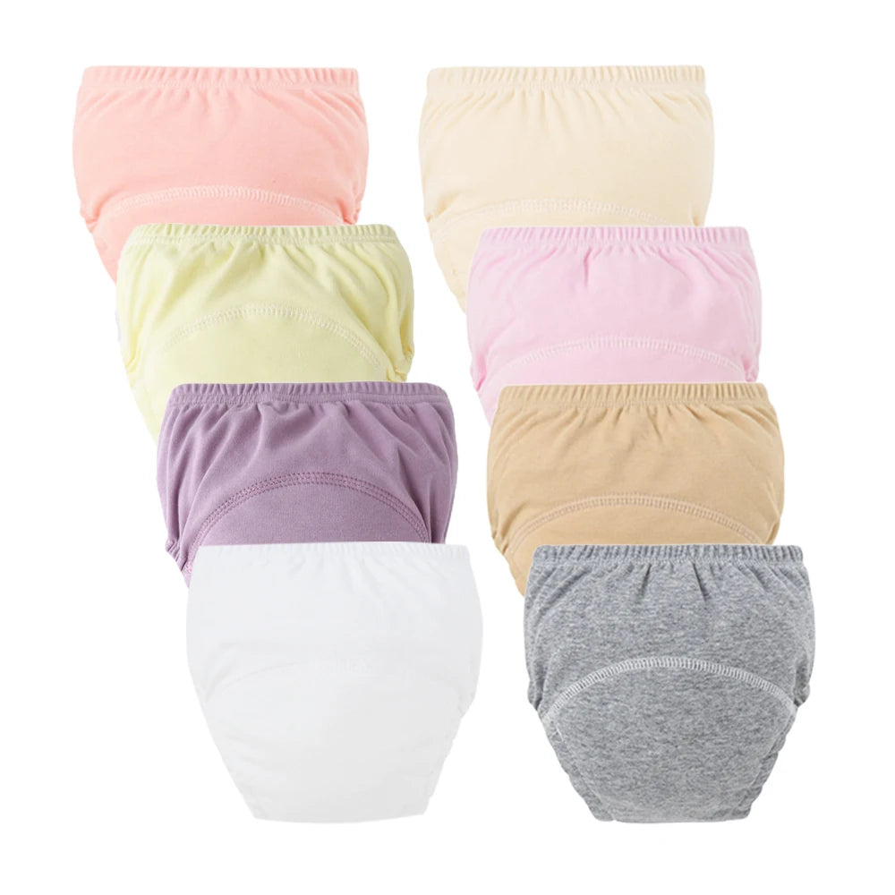 8pcs Baby Training Pants Diaper Cloth Nappies Reusable Washable Underwear for Boys & Girls Toddler Shorts Infant
