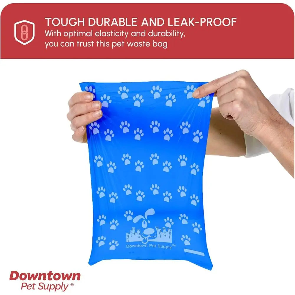 Dog Waste Bags with Dispenser, 180 Count - Leak-Proof and Bone-Shaped Holder or Leash, 12.5 x 8.5, Rainbow with Paw Prints