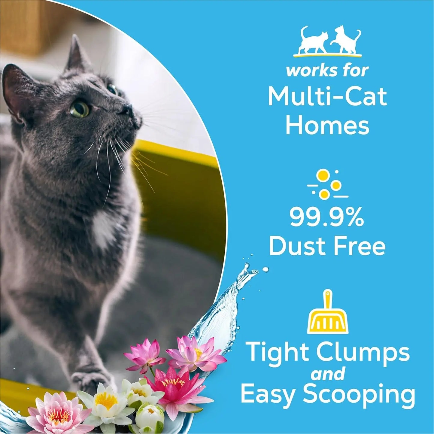 Clumping Cat Litter for Multiple Cats, Glade Clear Springs Scented 16 lb Bag with Odor Control