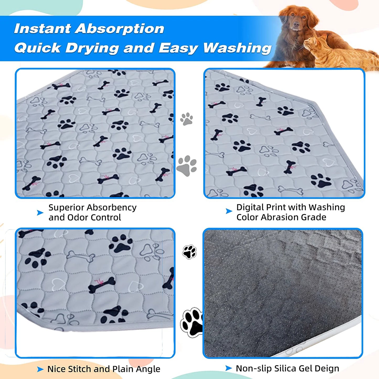 Washable Dog Urine Pad Reusable Anti Slip Pet Pee Pads Puppy Training Mat Pets Dog Cage Protective Pad  winter