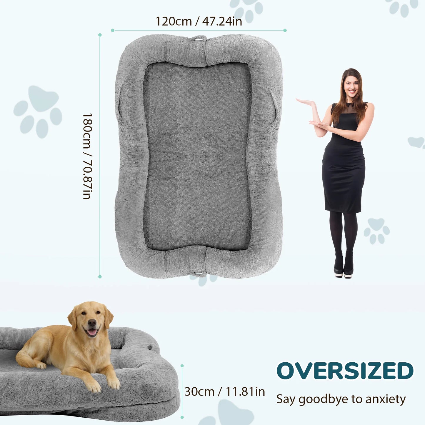 Clearance Human Dog Bed, Washable Faux Fur Dog Bed for People Doze Off, Napping Orthopedic Dog Bed, 71''x45''x14''Size Fits You