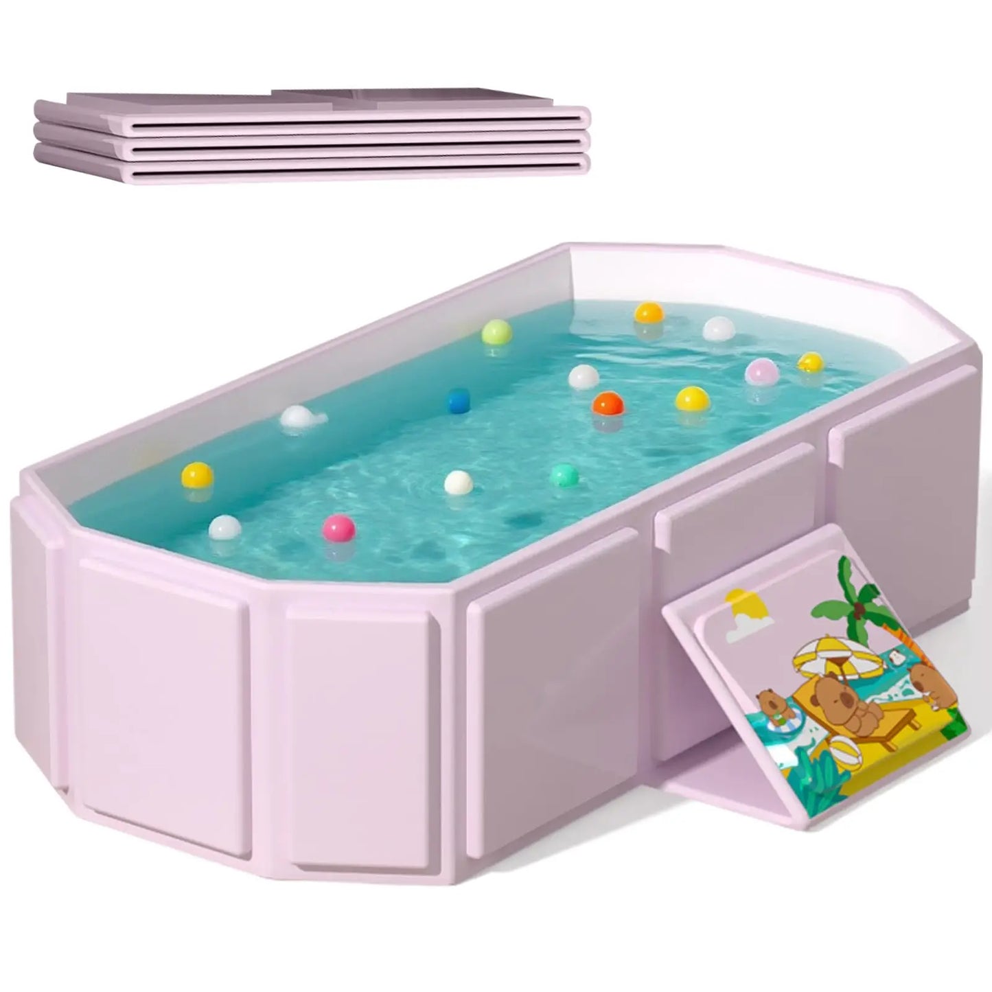 Portable Folding Baby Bathtub, Folded for Storage without Assembly, for Newborns to Toddlers, Bathtub for Outdoor Travel