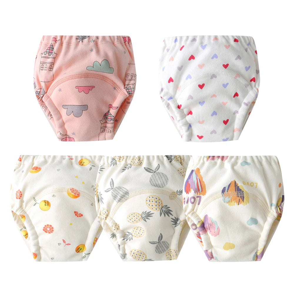 8/5pcs Baby Cotton Training Pants Panties Waterproof Cloth Diapers Reusable Toolder Nappies Diaper Baby Changing Nappy Underwear