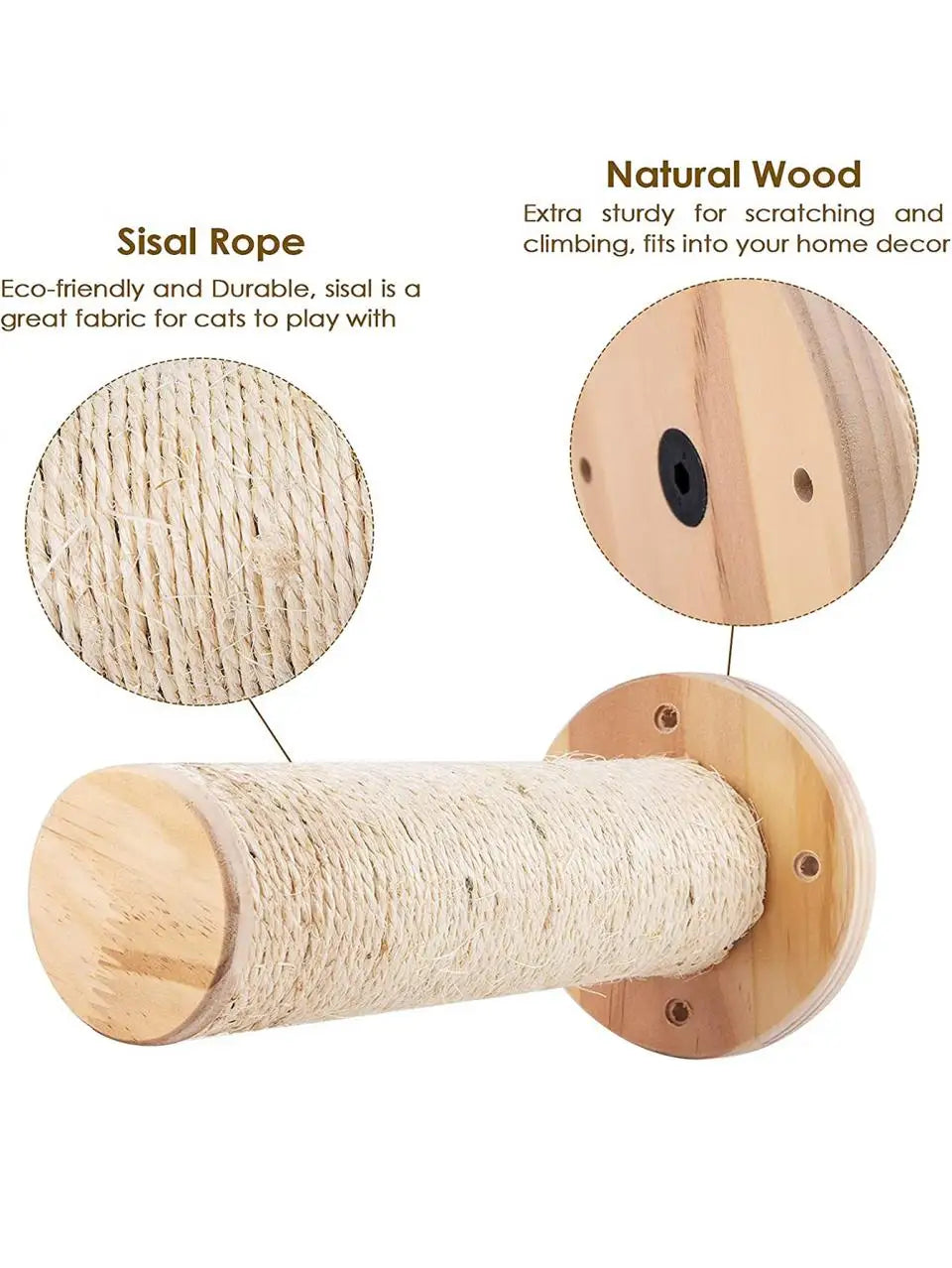 Wooden Cat Climbing Shelves Wall Mounted Cat Tree Sisal Scratching Post Pedal Hammock Indoor Kitten Playground Cats Accessories