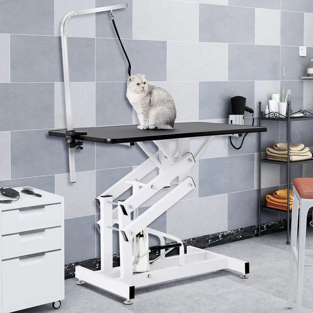 Hydraulic Dog Grooming Table Heavy Duty or Small/Medium/Large Dogs, Pet Grooming Table with Adjustable OverArm and Noose, Height