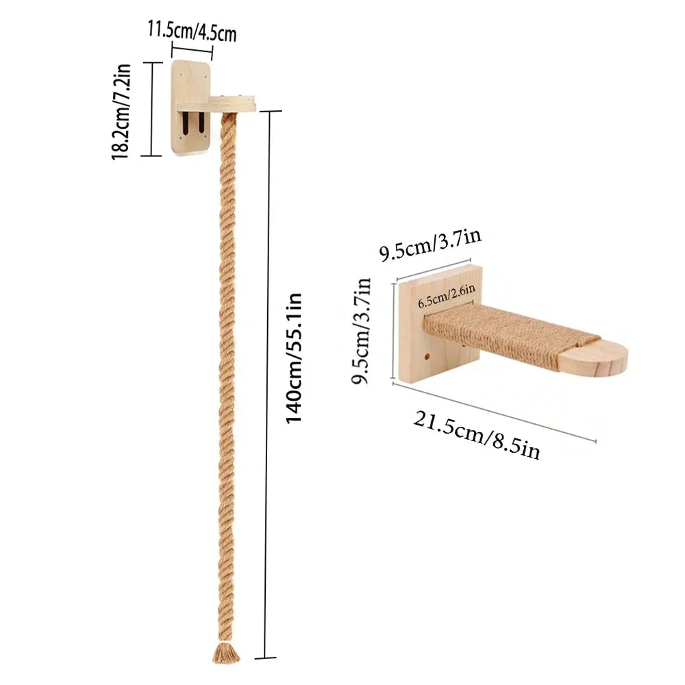 Cat Wall Shelves Climbing Systems Large Cat Furniture Shelf Set Wall Hanging Mounted Hammock Sisal Scratching Perch Bed Ladder