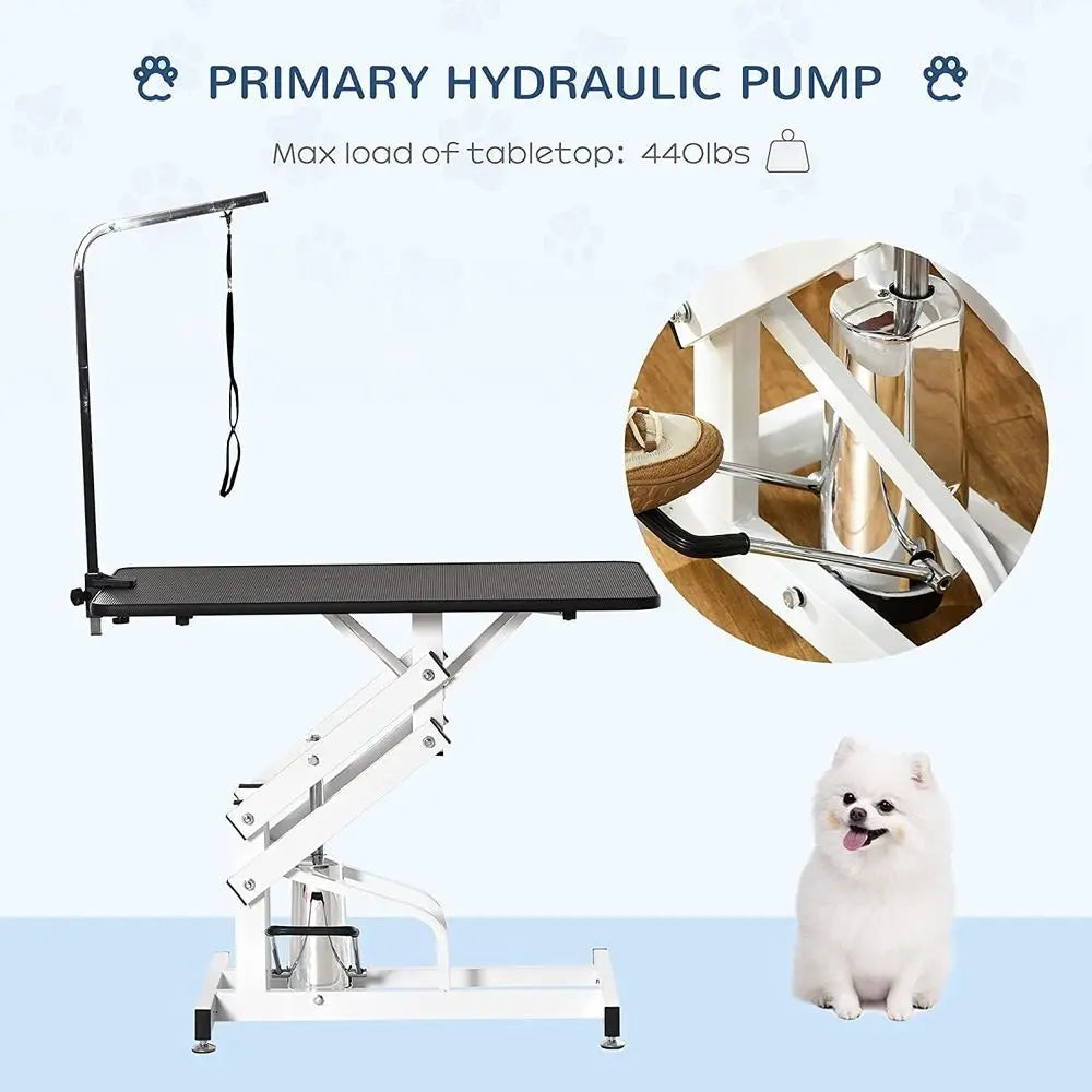 Hydraulic Dog Grooming Table Heavy Duty or Small/Medium/Large Dogs, Pet Grooming Table with Adjustable OverArm and Noose, Height