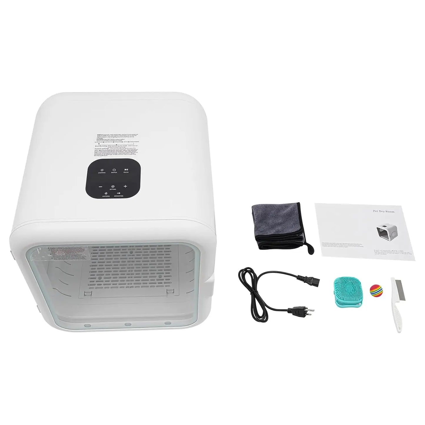 62L Automatic Pet Dryer Box Cats Small Dogs, Dual Circulation Adjustable Temperature Timer Low Noise Soft Light Grooming, Custom