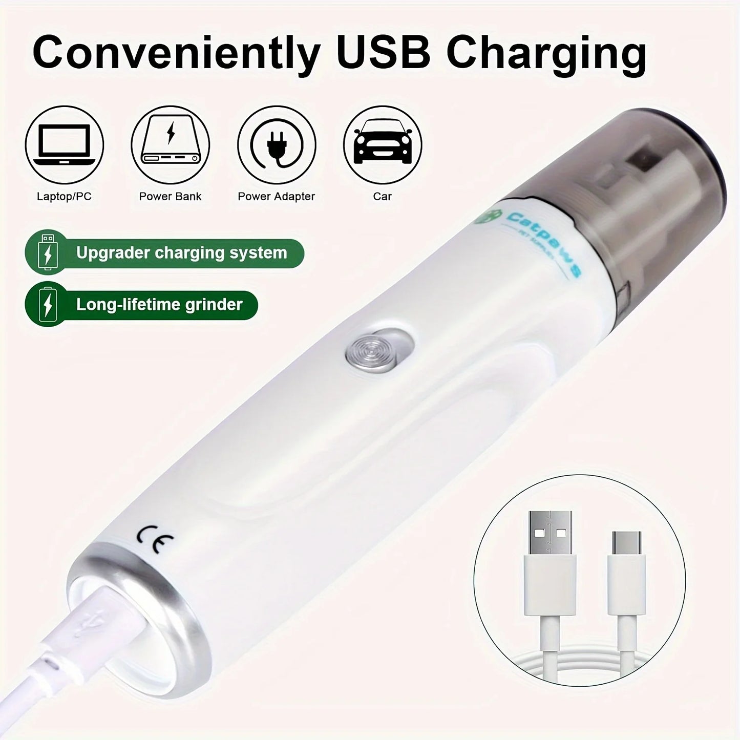 Dog Nail Grinder USB Rechargeable Electric Pet Claw Grinder & Trimmer Painless Lime For Dog Pets Nail File гриндер для собак