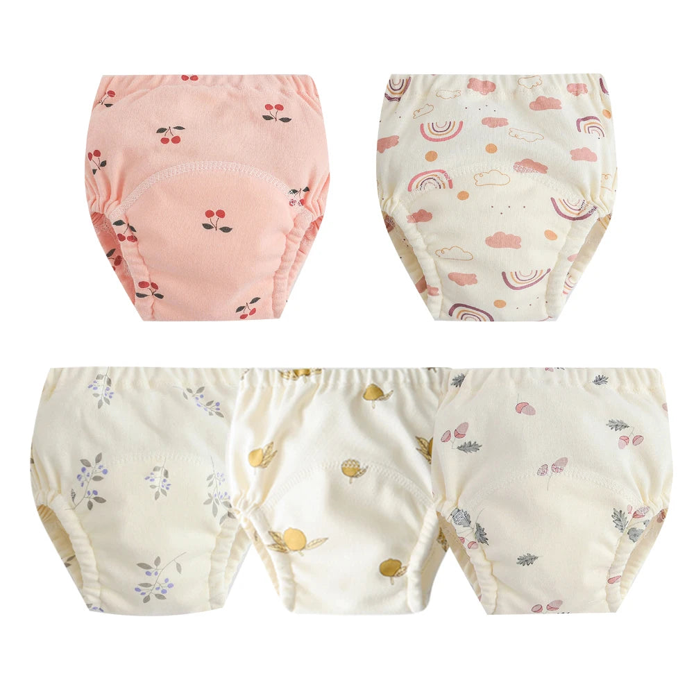 8/5pcs Baby Cotton Training Pants Panties Waterproof Cloth Diapers Reusable Toolder Nappies Diaper Baby Changing Nappy Underwear