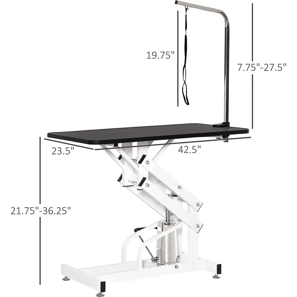 Hydraulic Dog Grooming Table Heavy Duty or Small/Medium/Large Dogs, Pet Grooming Table with Adjustable OverArm and Noose, Height