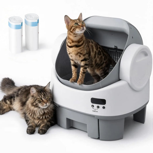 Self-Cleaning Cat Litter Box, Open-Top Automatic Litter Box with Child Lock, 10L Large Capacity Waste Drawer, No APP, Custom