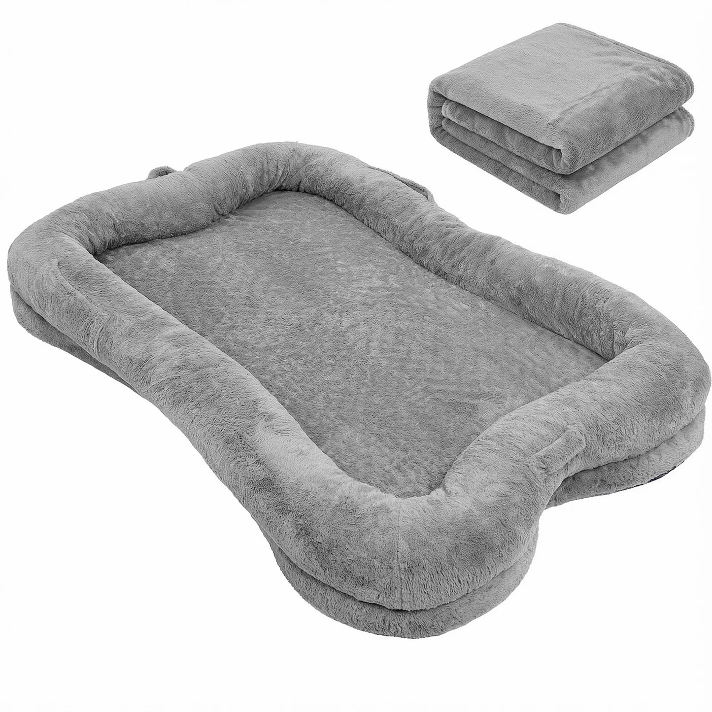Clearance Human Dog Bed, Washable Faux Fur Dog Bed for People Doze Off, Napping Orthopedic Dog Bed, 71''x45''x14''Size Fits You
