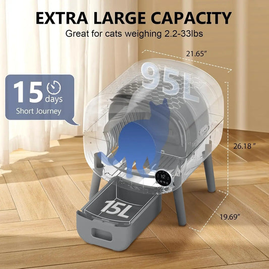 Self Cleaning Litter Box, Large Capacity Automatic Cat Litter Box Self Cleaning for Cats, App Control,Safety, Customized