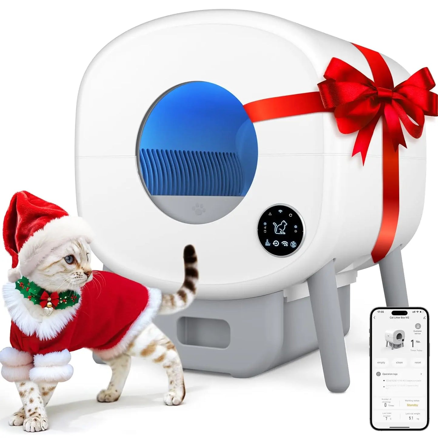 Self Cleaning Litter Box, Large Capacity Automatic Cat Litter Box Self Cleaning for Cats, App Control,Safety, Customized