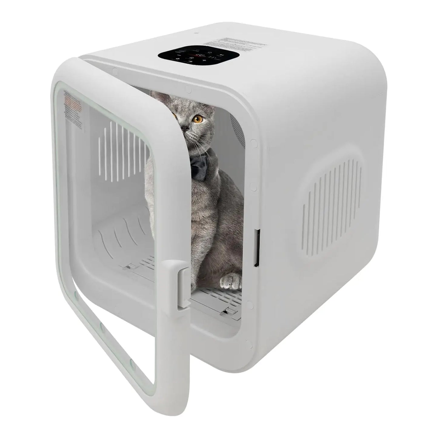 62L Automatic Pet Dryer Box Cats Small Dogs, Dual Circulation Adjustable Temperature Timer Low Noise Soft Light Grooming, Custom