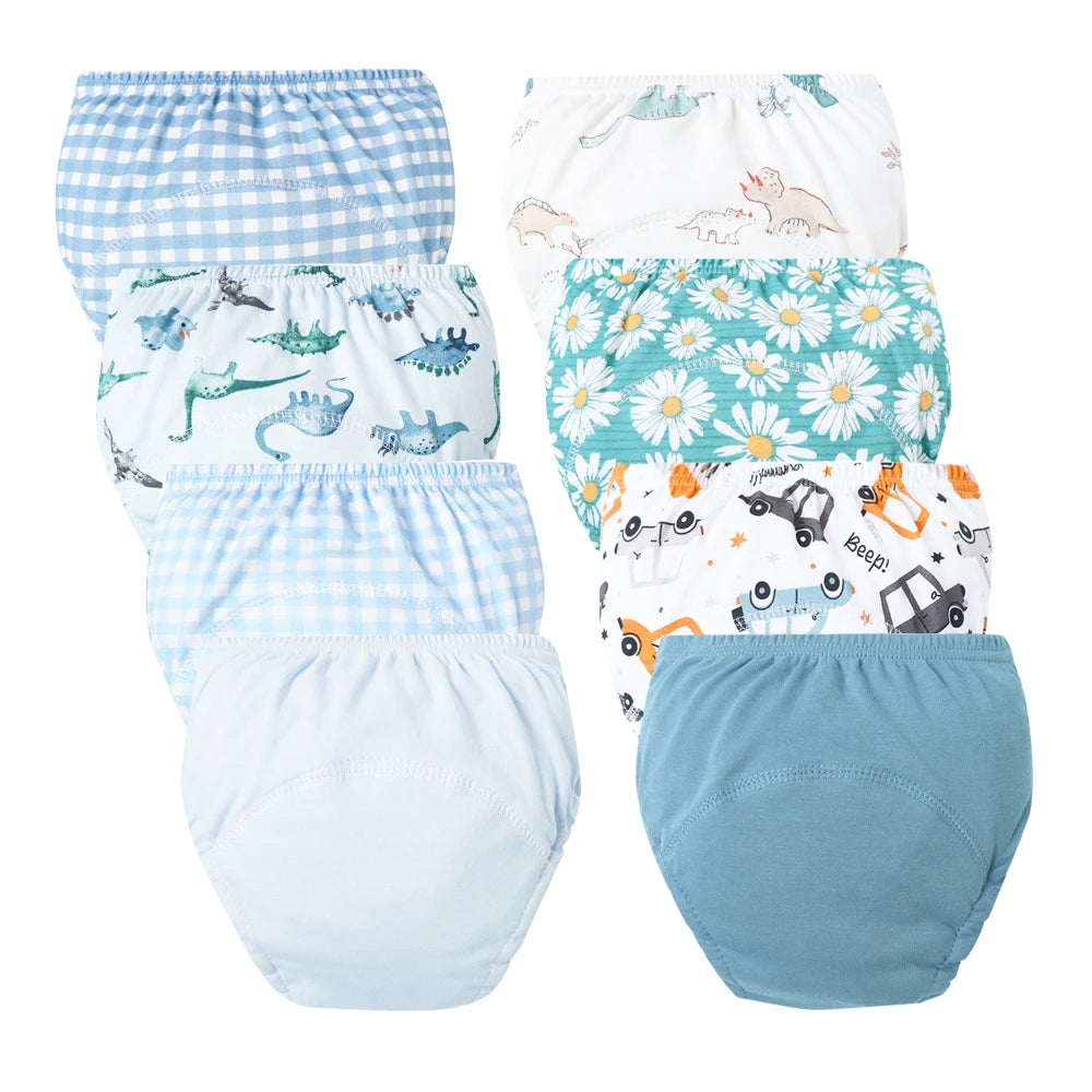 8pcs Baby Training Pants Diaper Cloth Nappies Reusable Washable Underwear for Boys & Girls Toddler Shorts Infant