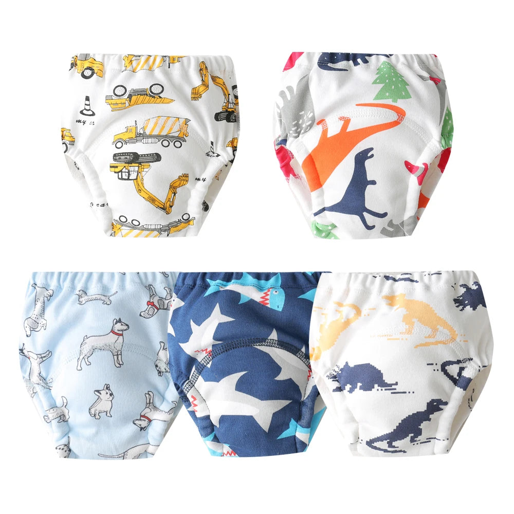 8/5pcs Baby Cotton Training Pants Panties Waterproof Cloth Diapers Reusable Toolder Nappies Diaper Baby Changing Nappy Underwear