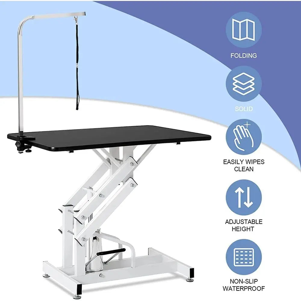 Hydraulic Dog Grooming Table Heavy Duty or Small/Medium/Large Dogs, Pet Grooming Table with Adjustable OverArm and Noose, Height