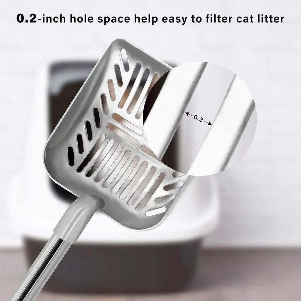 Metal Long Handle Kitty Litter Coop Scooper, Heavy Duty Cats Pooper Litter Box Pet Poop Shovel, Chicken Poop Scooper 32inch