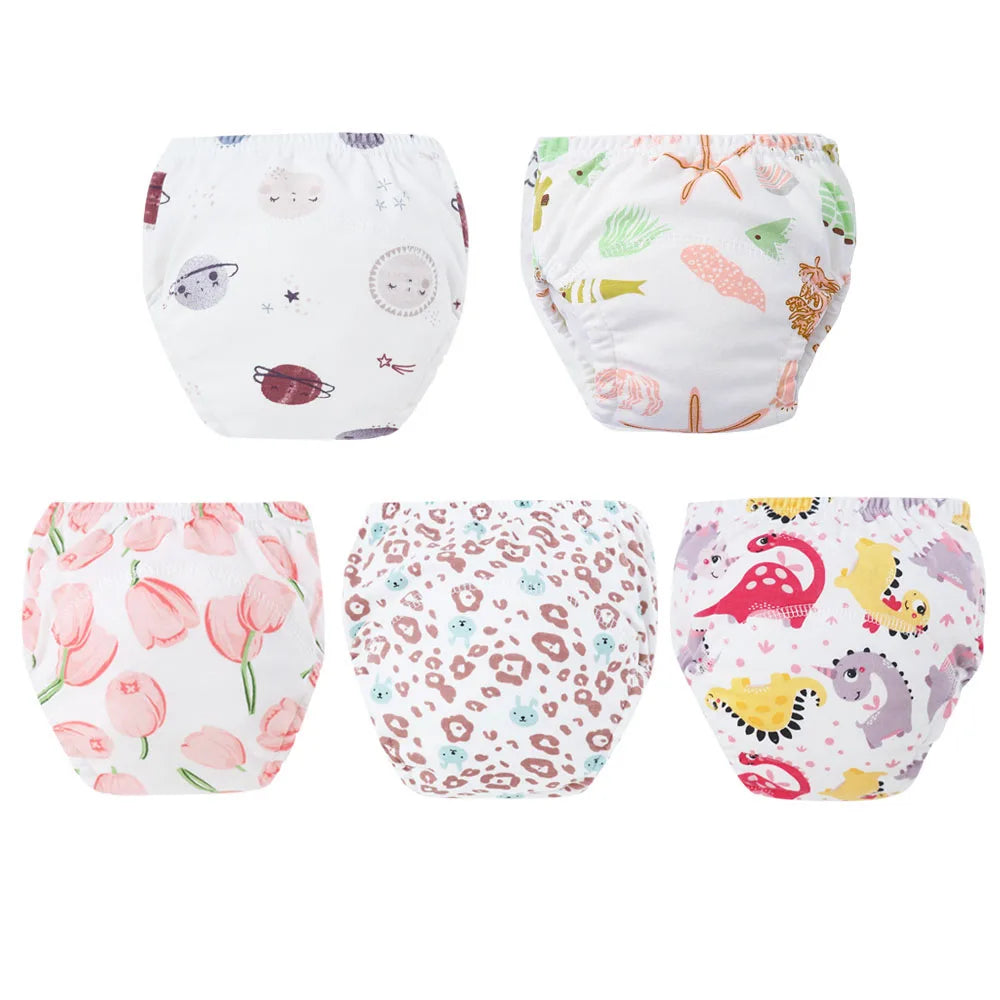 8/5pcs Baby Cotton Training Pants Panties Waterproof Cloth Diapers Reusable Toolder Nappies Diaper Baby Changing Nappy Underwear