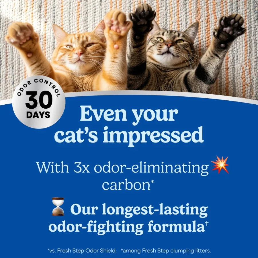 Heavy Duty Odor Block Multi Cat Clumping Litter, Febreze Freshness, 38 lb Total, Easy Pour Pouches 4 Pack