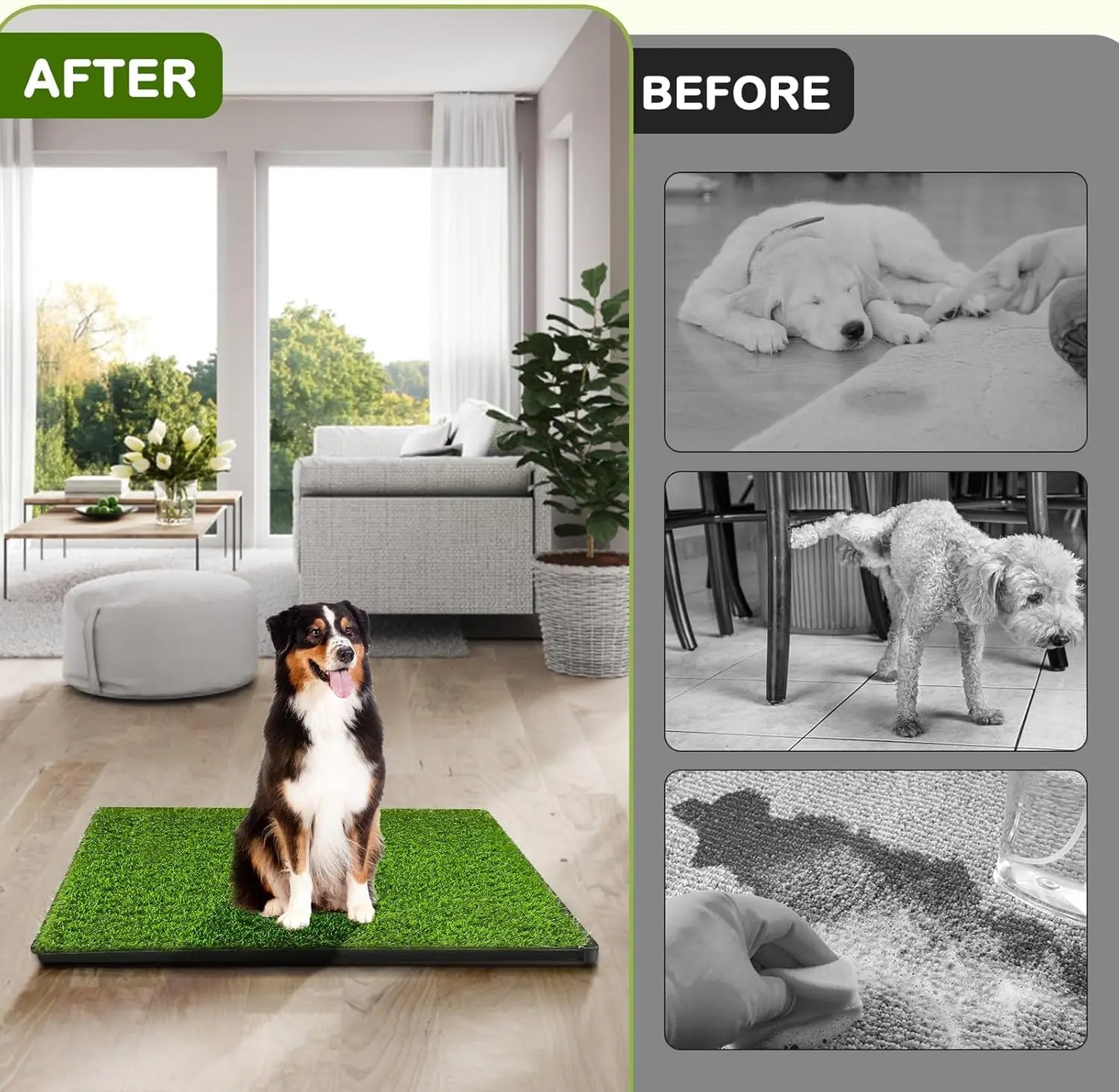 Artificial Grass Dog Potty with Tray 34x23in Large Reusable Pee Pad for Indoor Outdoor Training