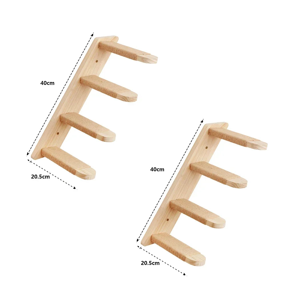 Cat Climbing Shelves Wall Mounted Cat Tree with Sisal Scratching Post Jumping Platform Ladder Cats Supplies Indoor Pet Furniture