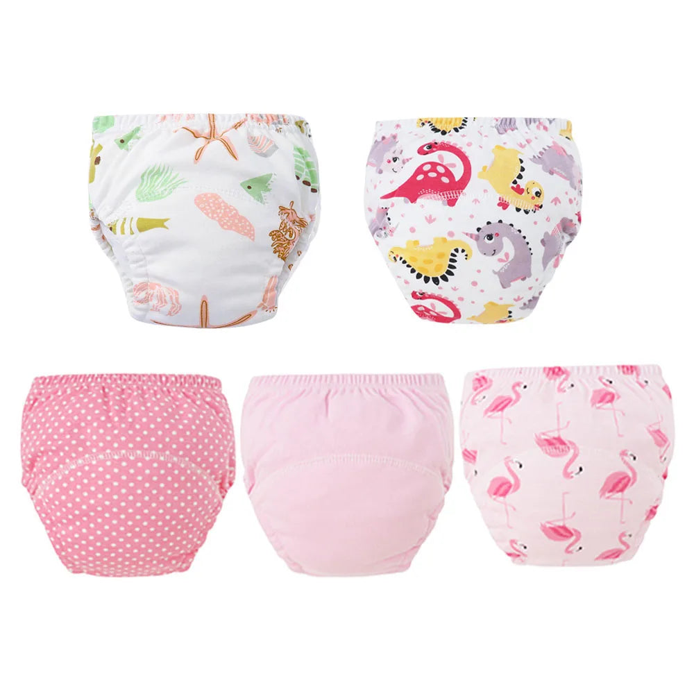8/5pcs Baby Cotton Training Pants Panties Waterproof Cloth Diapers Reusable Toolder Nappies Diaper Baby Changing Nappy Underwear