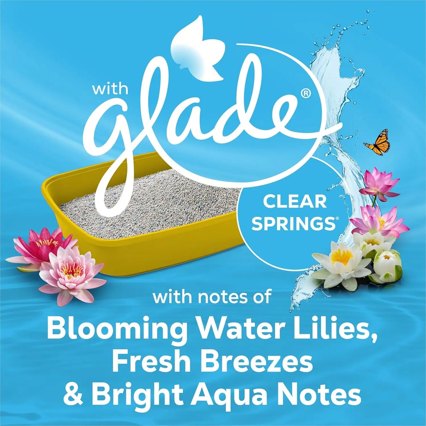 Clumping Cat Litter for Multiple Cats, Glade Clear Springs Scented 16 lb Bag with Odor Control