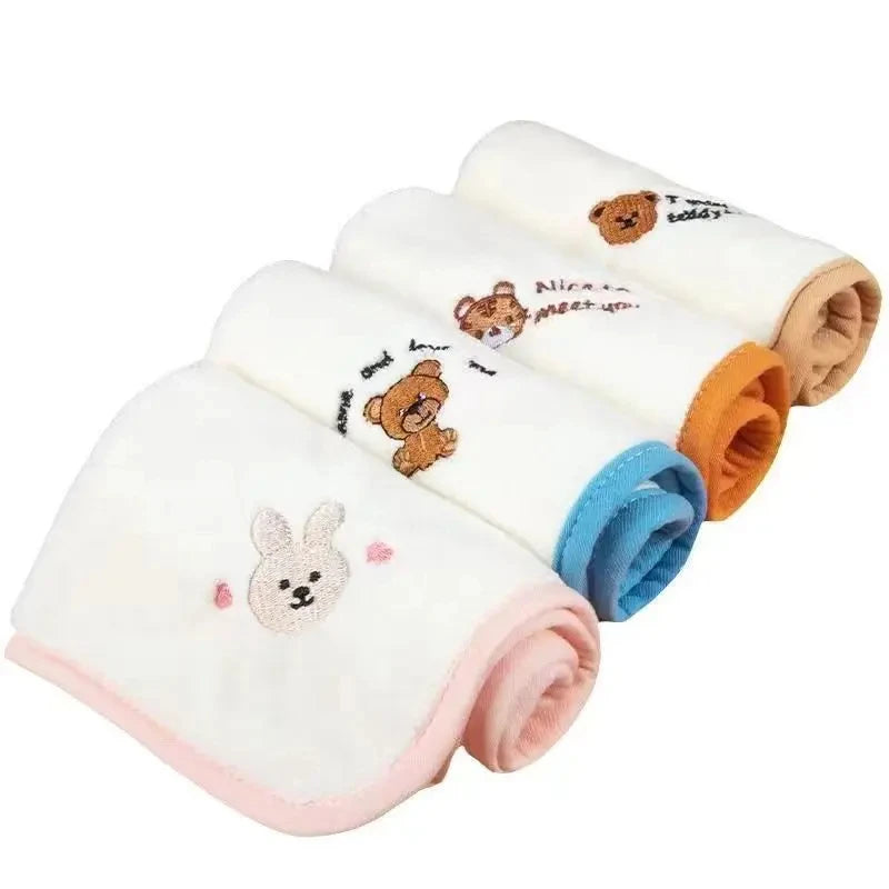 5pcs Baby Face Towels, 25x25cm Coral Fleece Squares, Ultra Soft Skin-Friendly Absorbent Burp Cloths, Reusable Drool Towels for N