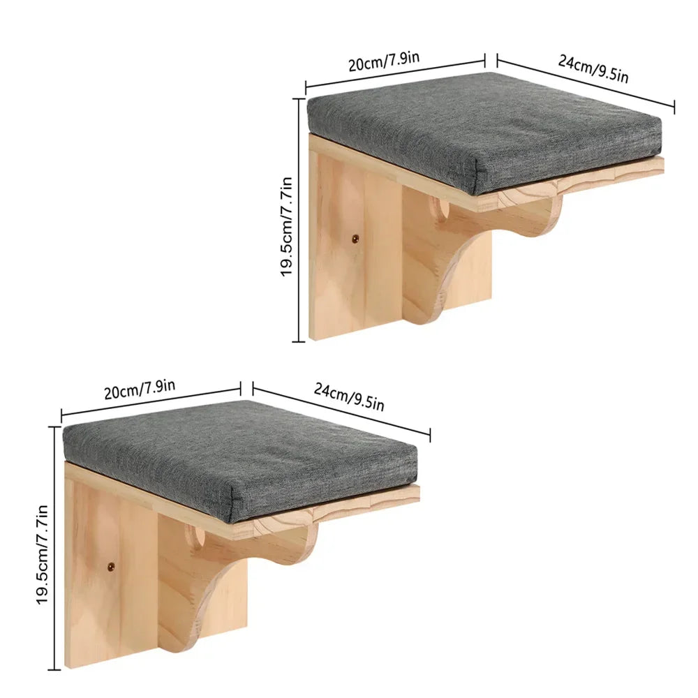 Cat Wall Shelves Climbing Systems Large Cat Furniture Shelf Set Wall Hanging Mounted Hammock Sisal Scratching Perch Bed Ladder