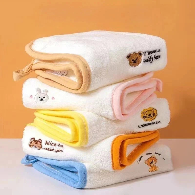 5pcs Baby Face Towels, 25x25cm Coral Fleece Squares, Ultra Soft Skin-Friendly Absorbent Burp Cloths, Reusable Drool Towels for N