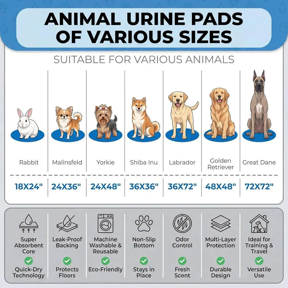 Washable Pee Pads for Dogs, Great Urine Absorbent Reusable Puppy Training Pads, Waterproo, Leak-Proo & Non-Slip Potty Pads for W