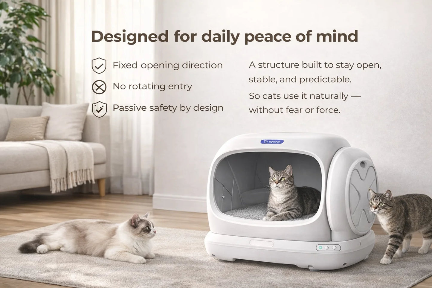 Robotail XXXL Self-Cleaning Cat Litter Box 106LExtra-Large Automatic Litter Box for Multiple Cats Safety Sensors AntiPinch Desig