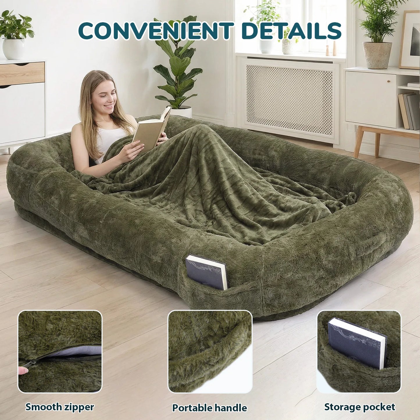 Human Dog Bed 71x47x12in Washable Extra Large Comfortable Pet Bed with Soft Blanket for Sleeping Human Size Dog Bed