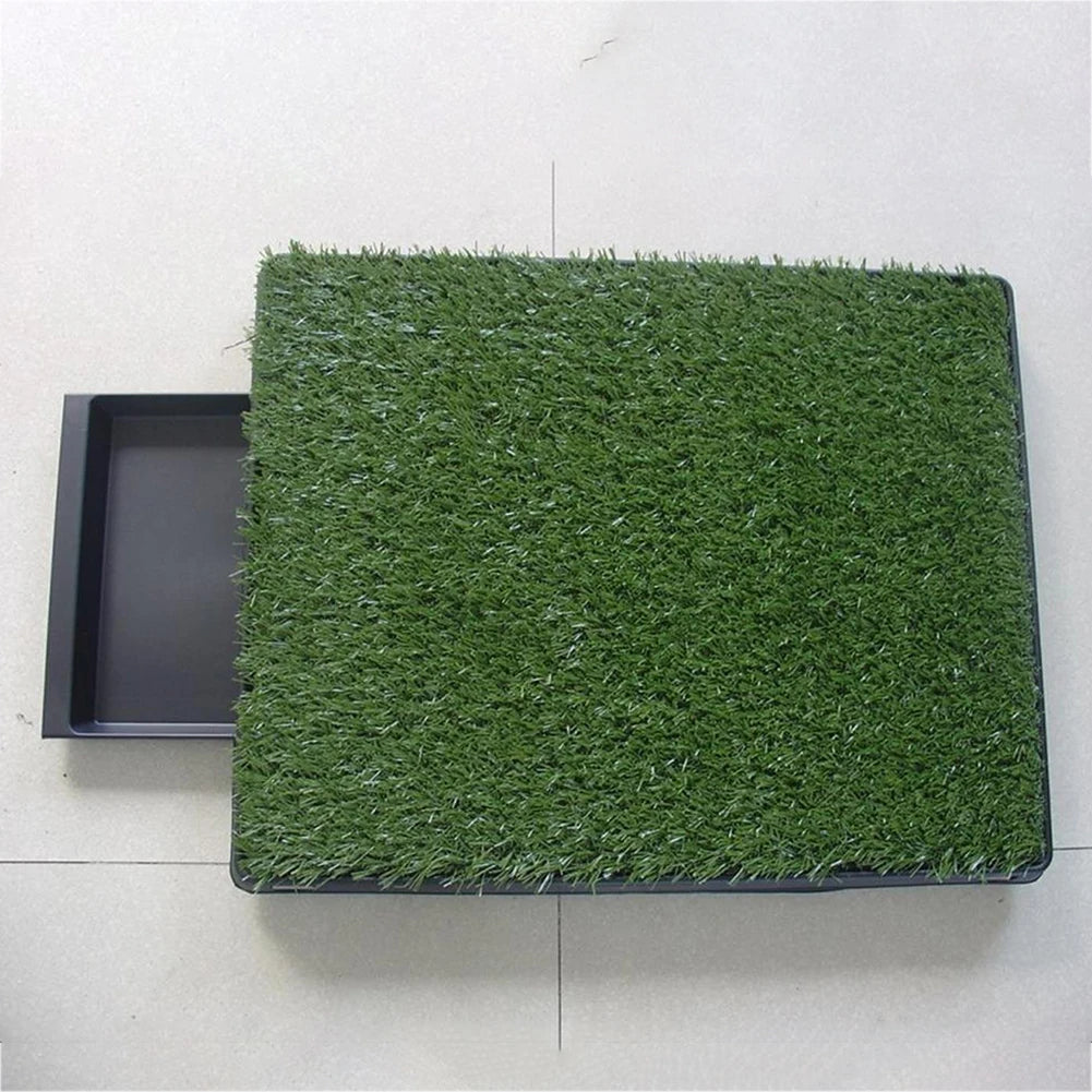 76x51cm Indoor Puppy Training Pad Reusable Dog Grass Pads Artificial Turf Potty With Tray & Pee Baffle For Big And Medium Dogs