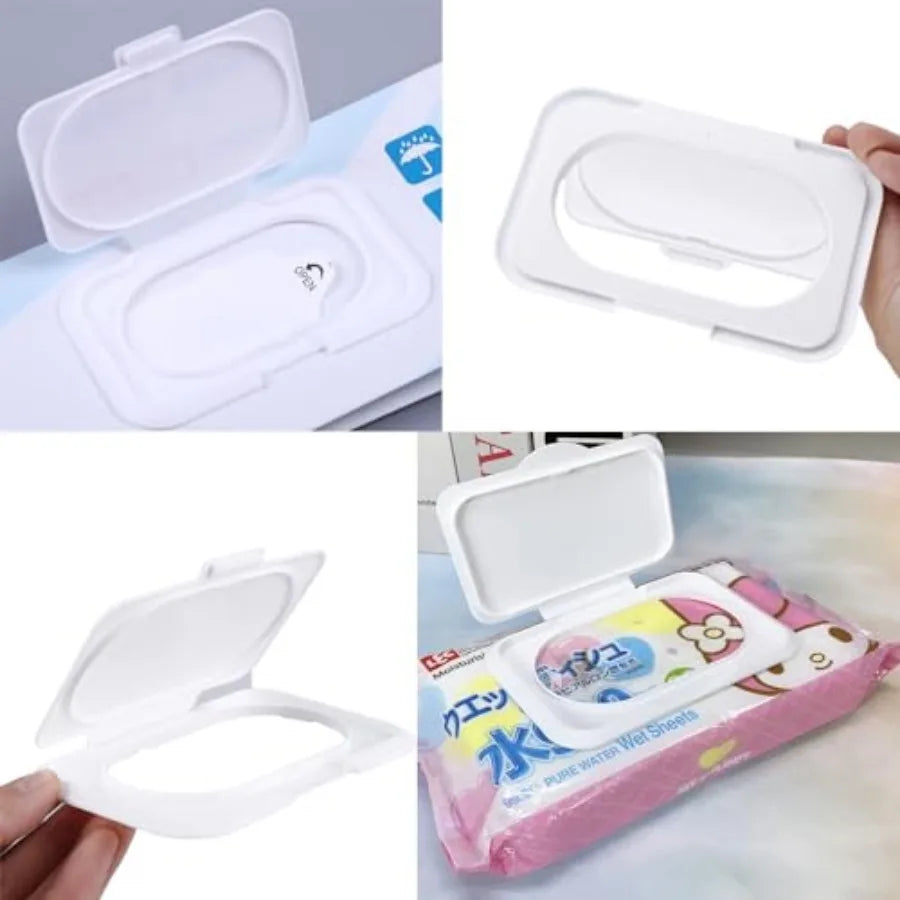 5 Pack Baby Wipes Flip Lid Reusable Adhesive Sticky Dispenser Cover Non-Drying Cap for Child Water Wipe Packs Bag Package Porta